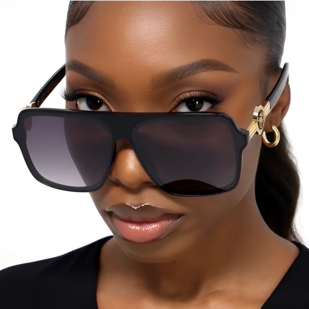 Women Sunglasses Bold Flat Top Design Black Gradient Lens Party Beach Lentes New
